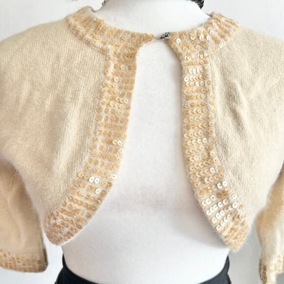 Vintage Y2K Sequin Bolero 2000s Glam Retro Coquette Large - Picture 3 of 6